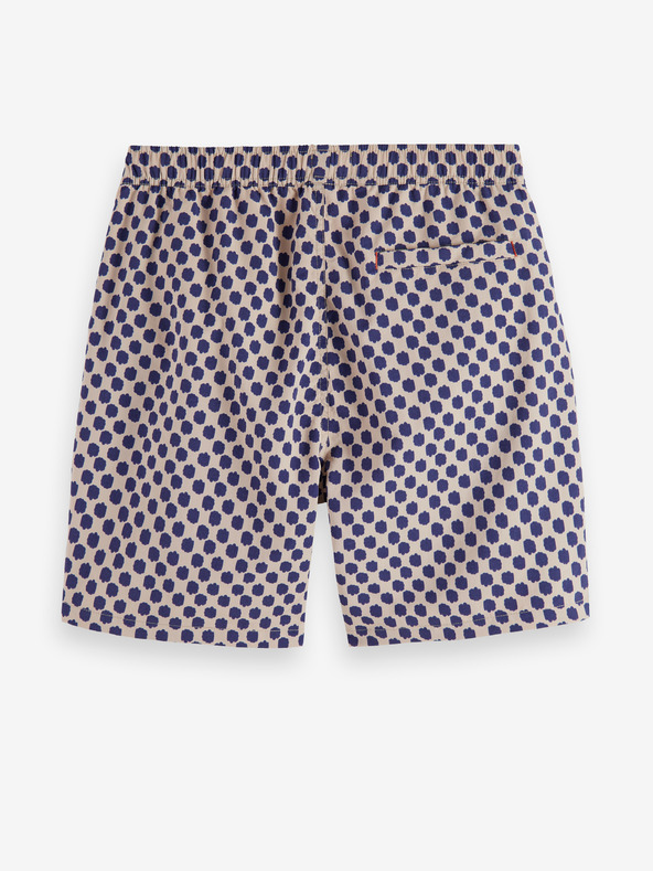 Scotch & Soda Modré a béžové pánske vzorované plavky Scotch & Soda