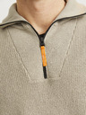 Jack & Jones Béžový pánsky sveter Jack & Jones Outdoor Zip