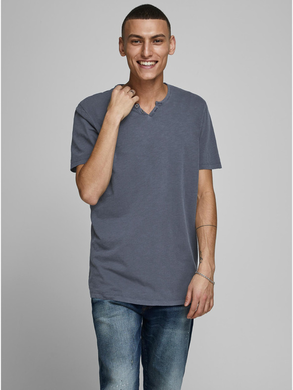 Jack & Jones Modré pánske základné tričko Jack & Jones