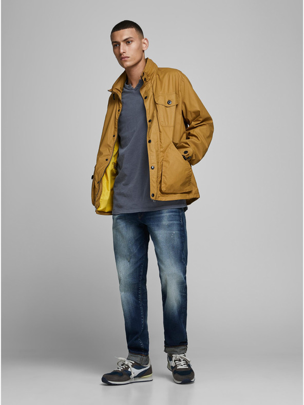 Jack & Jones Modré pánske základné tričko Jack & Jones