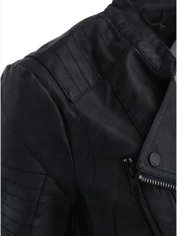 ONLY Čierna dámska kožená bunda na krivky s vreckami ONLY Biker