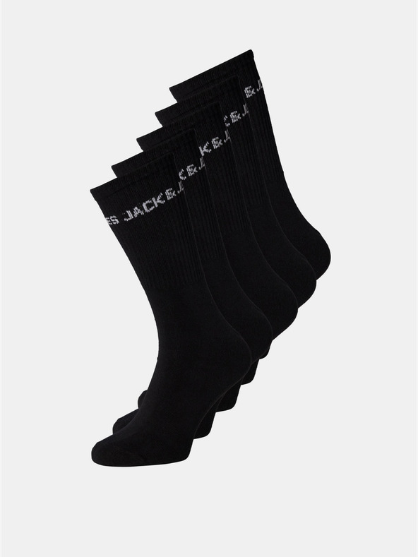 Jack & Jones Sada piatich párov čiernych ponožiek Jack & Jones