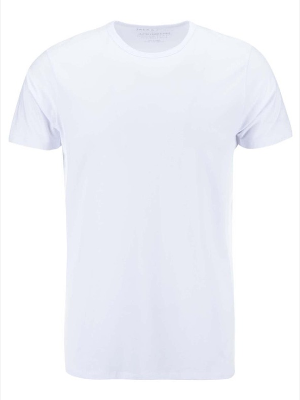 Jack & Jones Biele pánske tričko s krátkym rukávom Jack & Jones Basic