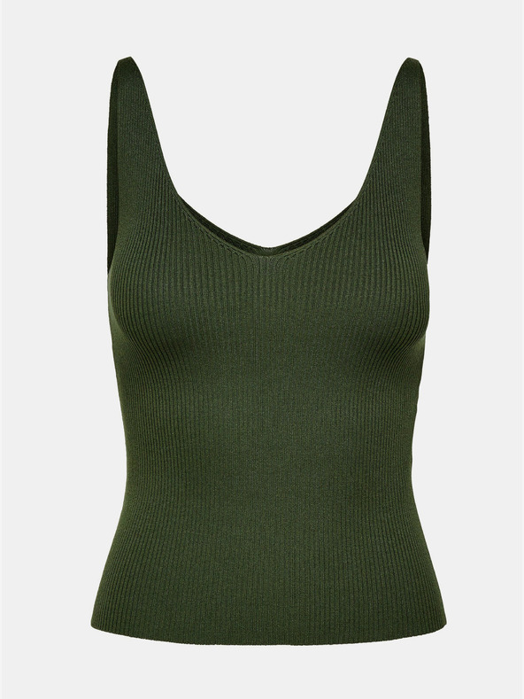 Jacqueline de Yong Tmavozelené rebrované tielko JDY Nanna