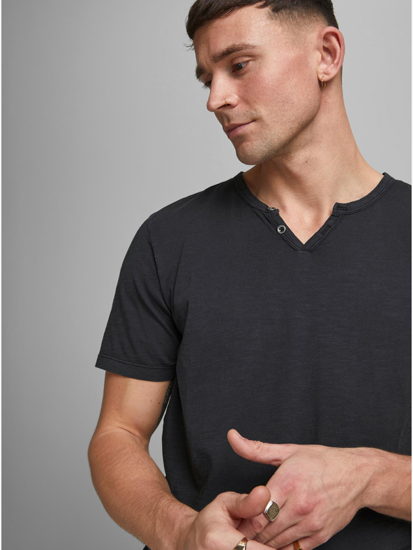 Jack & Jones Čierna košeľa Jack & Jones Esplit s gombíkmi