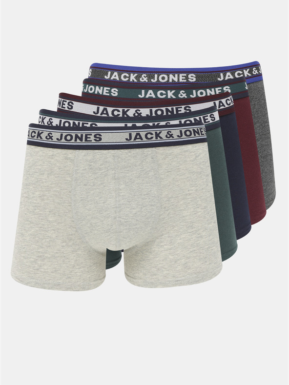 Jack & Jones Súprava piatich boxeriek v zelenej a sivej farbe Jack & Jones Oliver