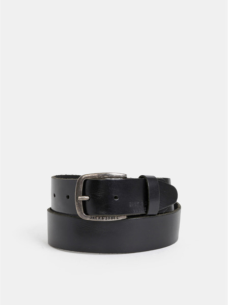 Jack & Jones Čierny kožený pánsky opasok Jack & Jones Paul