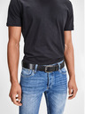 Jack & Jones Čierny kožený pánsky opasok Jack & Jones Paul
