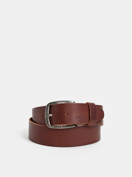 Jack & Jones Tmavohnedý kožený pánsky opasok Jack & Jones Paul