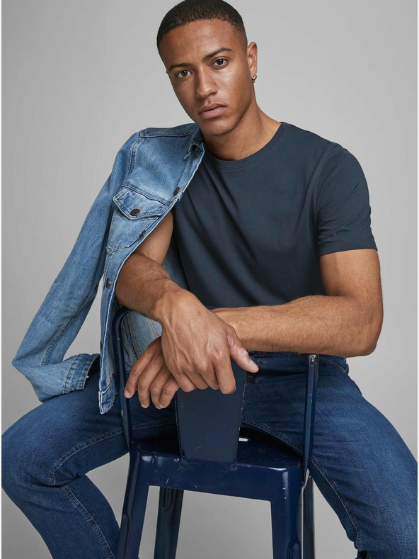 Jack & Jones Tmavomodré základné tričko Jack & Jones Organic