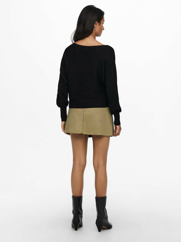 ONLY Čierny dámsky rebrovaný sveter s netopierími rukávmi ONLY Adaline