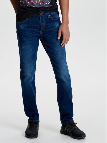 ONLY & SONS Modré džínsy so spraným efektom ONLY & SONS Weft