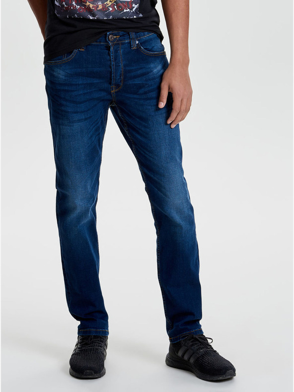 ONLY & SONS Modré džínsy so spraným efektom ONLY & SONS Weft