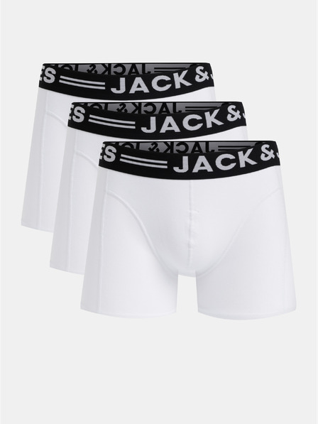 Jack & Jones Súprava troch bielych pánskych boxeriek Jack & Jones Sense