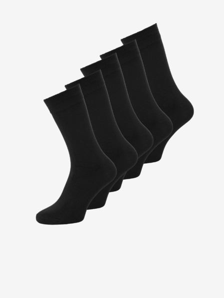 Jack & Jones Sada piatich párov čiernych ponožiek Jack & Jones Basic Bamboo