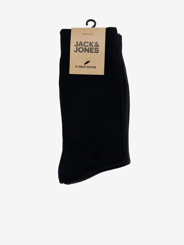 Jack & Jones Sada piatich párov čiernych ponožiek Jack & Jones Basic Bamboo