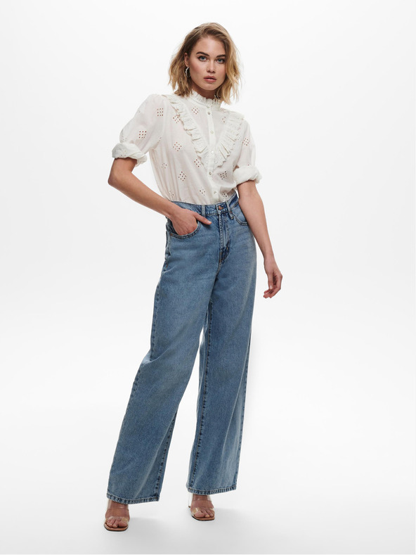 ONLY Modré dámske džínsy so širokými nohavicami ONLY Hope