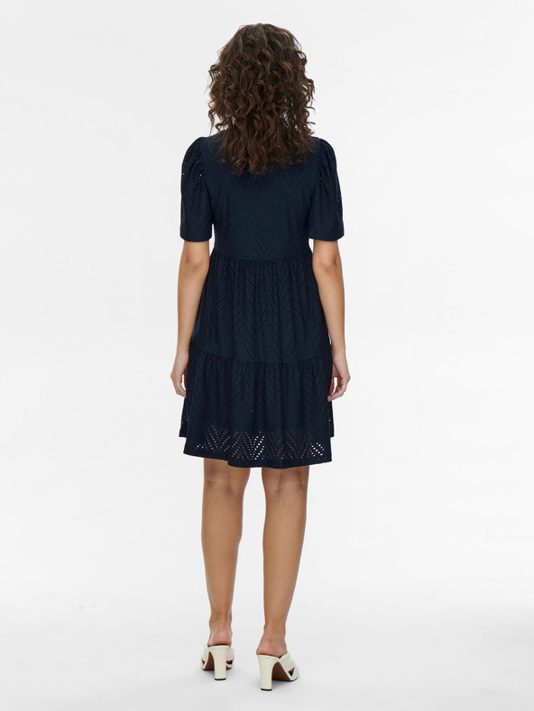 Jacqueline de Yong Tmavomodré krátke perforované šaty JDY Carla