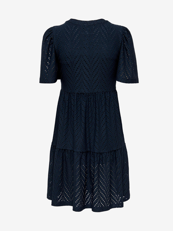 Jacqueline de Yong Tmavomodré krátke perforované šaty JDY Carla