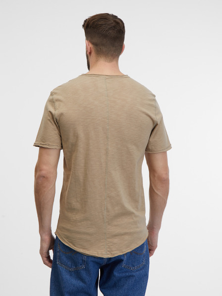 ONLY & SONS Béžové pánske pruhované základné tričko ONLY & SONS Benne