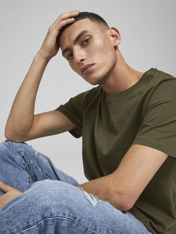 Jack & Jones Khaki pánske základné tričko Jack & Jones Noa