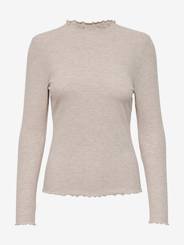 ONLY Béžové dámske rebrované tričko ONLY Emma