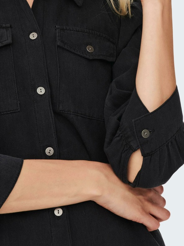ONLY Čierne džínsové košeľové šaty ONLY Felica