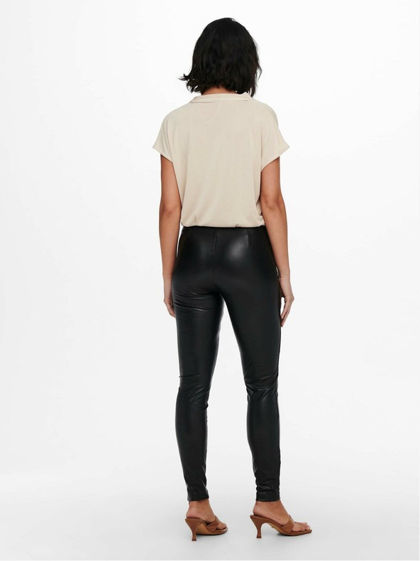 ONLY Čierne koženkové legíny ONLY Jessie