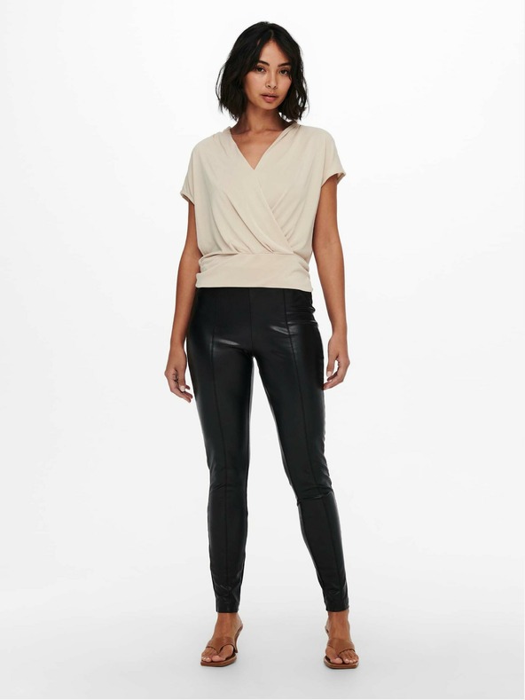 ONLY Čierne koženkové legíny ONLY Jessie