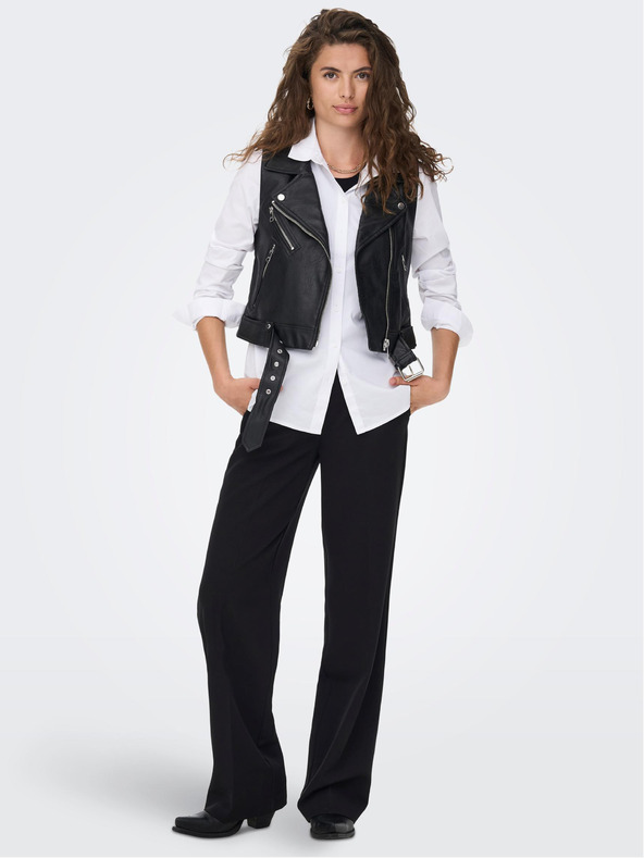 ONLY Čierna dámska kožená vesta ONLY Vera