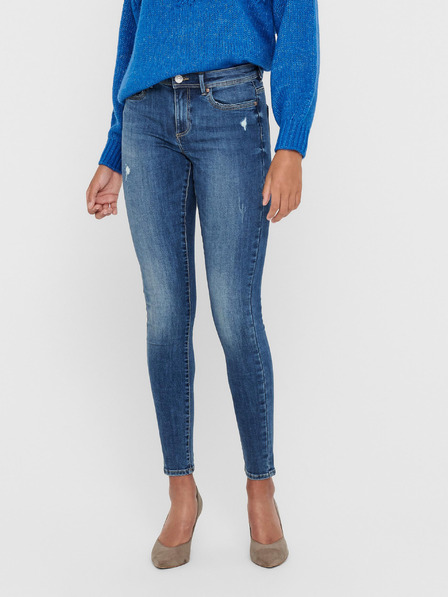 ONLY Modré dámske džínsy skinny fit s roztrhaným efektom ONLY Wauw