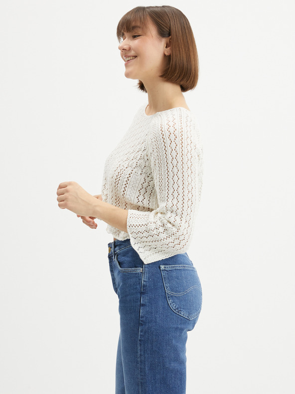 ONLY Krémový dámsky strihaný sveter ONLY Nola