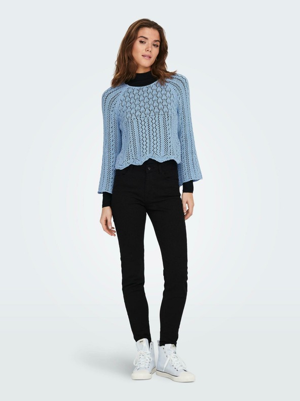 ONLY Modrý dámsky strihaný sveter ONLY Nola