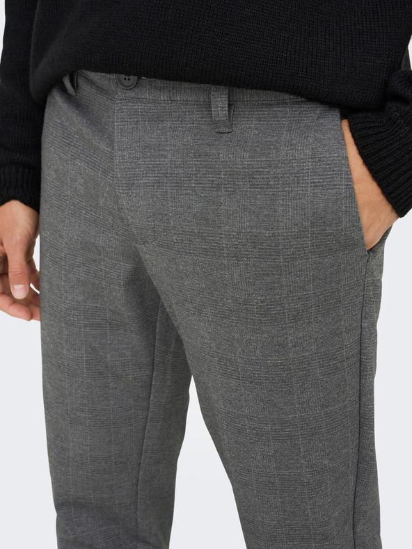 ONLY & SONS Šedé pánske kockované nohavice ONLY & SONS Mark