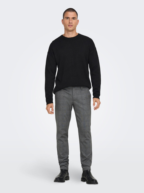 ONLY & SONS Šedé pánske kockované nohavice ONLY & SONS Mark