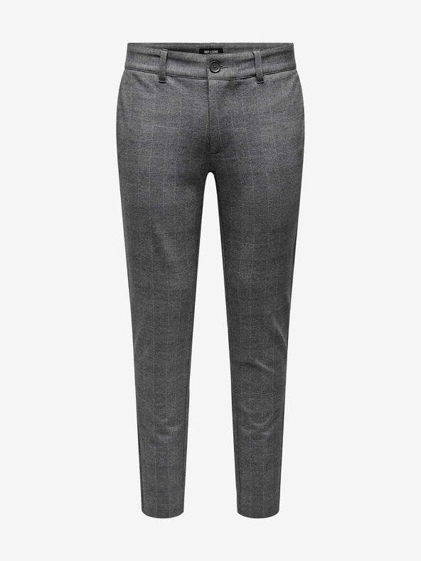 ONLY & SONS Šedé pánske kockované nohavice ONLY & SONS Mark