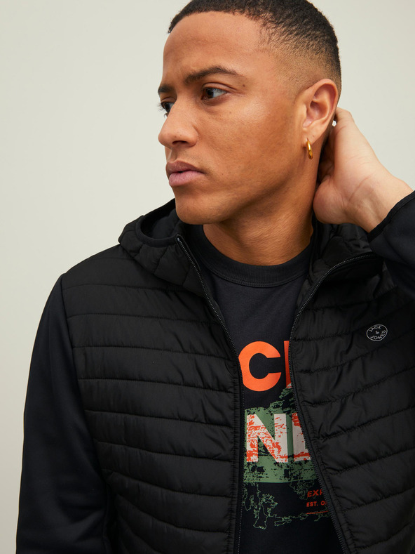 Jack & Jones Čierna pánska ľahká prešívaná bunda Jack & Jones