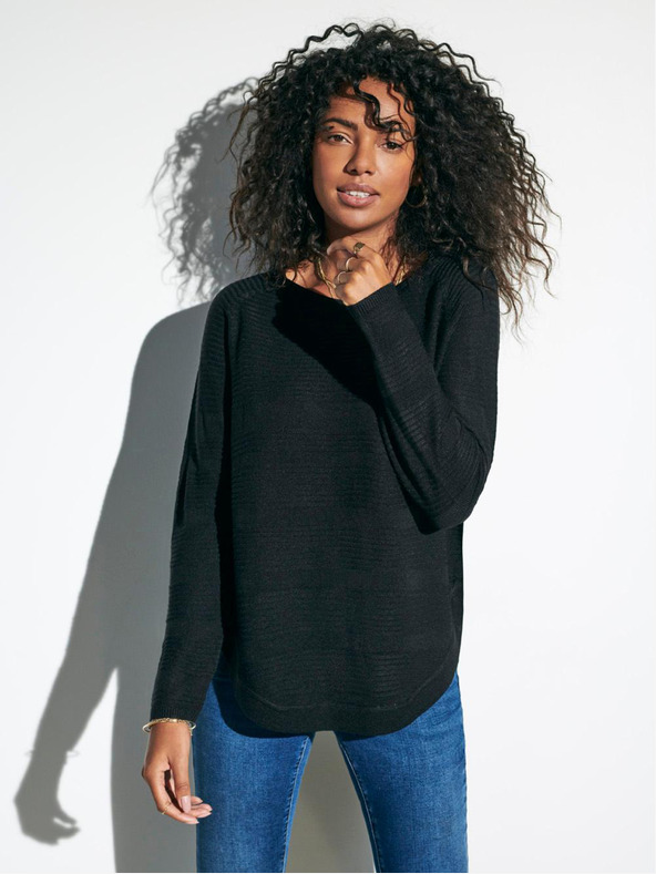 ONLY Čierny rebrovaný ľahký sveter ONLY Caviar