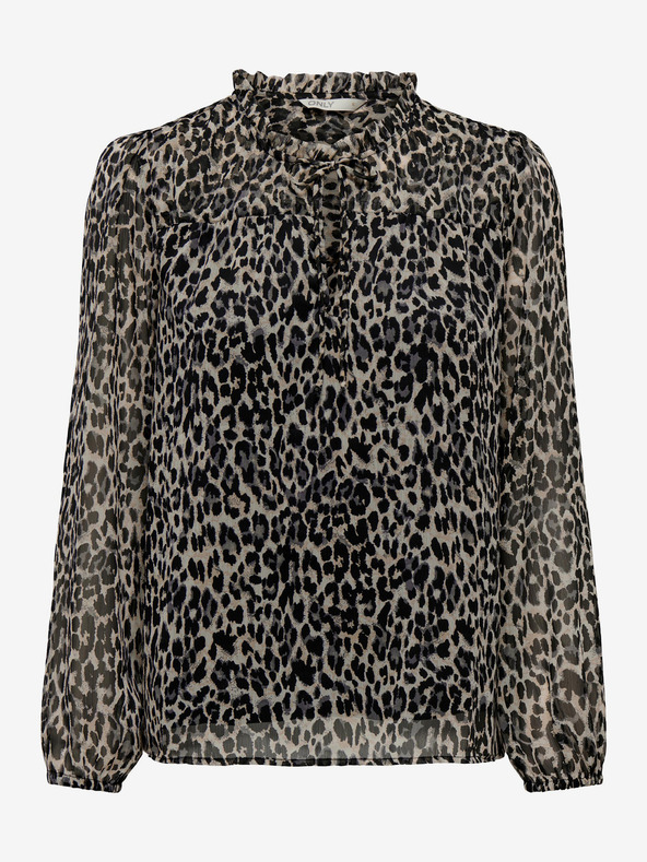 ONLY Béžovo-čierna dámska vzorovaná blúzka ONLY Ditsy