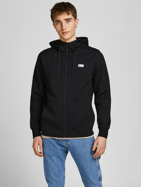 Jack & Jones Čierna pánska mikina na zips s kapucňou Jack & Jones Air
