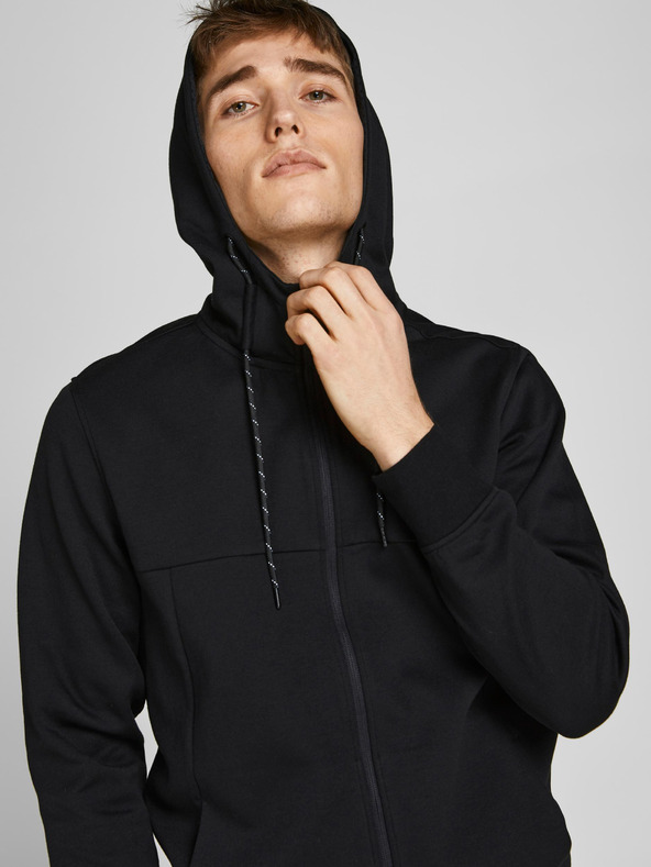 Jack & Jones Čierna pánska mikina na zips s kapucňou Jack & Jones Air