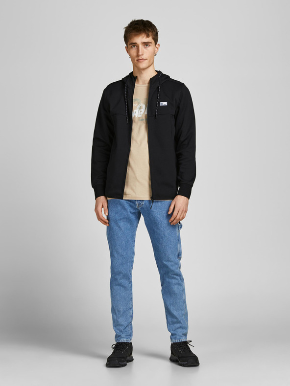 Jack & Jones Čierna pánska mikina na zips s kapucňou Jack & Jones Air