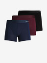 Jack & Jones Sada troch pánskych boxeriek v tmavomodrej, bordovej a čiernej farbe Jack & Jones Basic