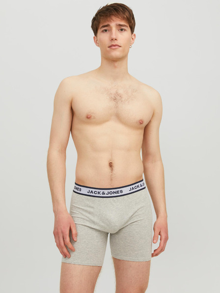 Jack & Jones Súprava troch pánskych boxeriek Jack & Jones Solid vo svetlosivej, bielej a tmavomodrej farbe