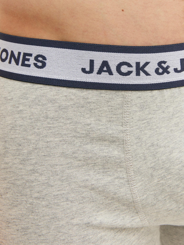 Jack & Jones Súprava troch pánskych boxeriek Jack & Jones Solid vo svetlosivej, bielej a tmavomodrej farbe