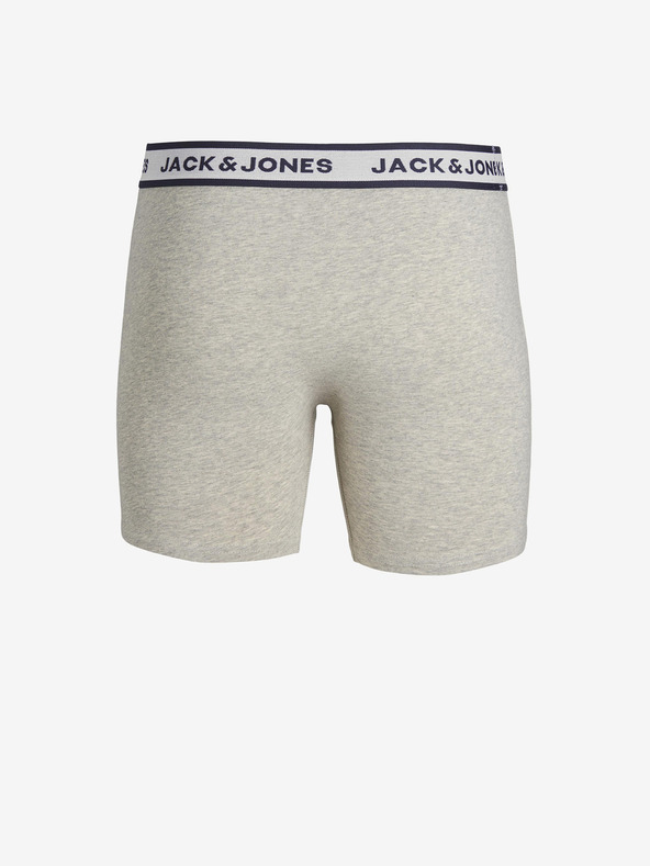 Jack & Jones Súprava troch pánskych boxeriek Jack & Jones Solid vo svetlosivej, bielej a tmavomodrej farbe