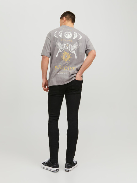 Jack & Jones Čierne pánske džínsy úzkeho strihu Jack & Jones Liam