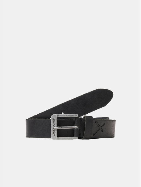 Jack & Jones Čierny pánsky kožený opasok Jack & Jones Rock
