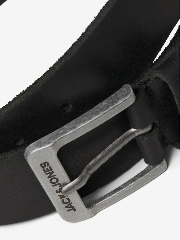 Jack & Jones Čierny pánsky kožený opasok Jack & Jones Rock