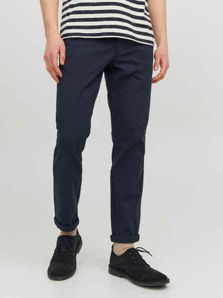 Jack & Jones Tmavomodré pánske skrátené chino nohavice Jack & Jones Marco
